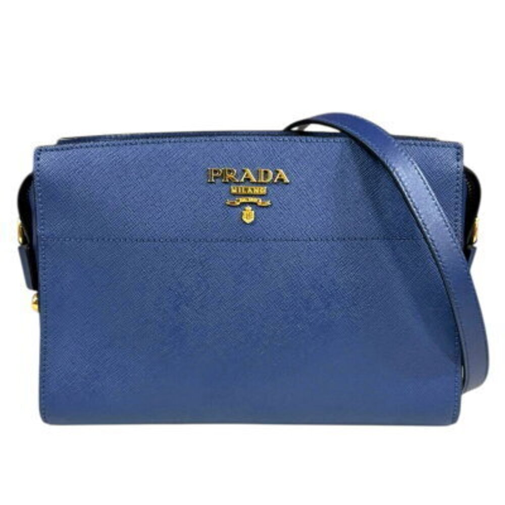 Prada Saffiano Shoulder Bag Leather Blue